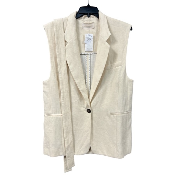 Vanessa Bruno Christen Single-Button Cotton-Linen Vest Size: 44 (US Size: 12) - Picture 6 of 12